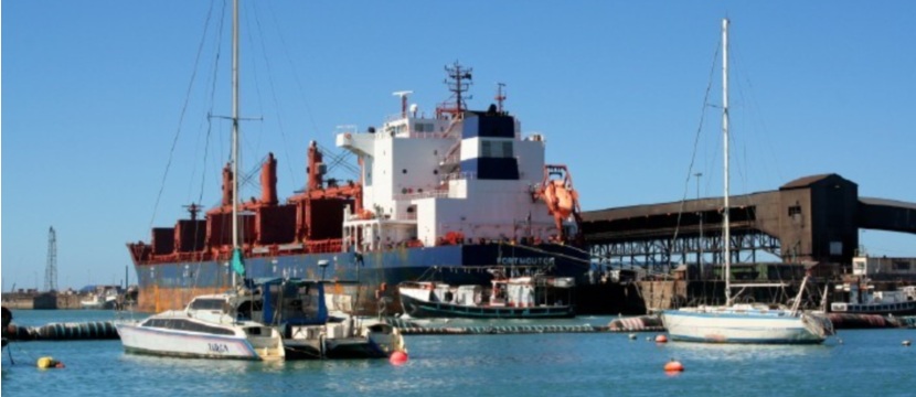 An ore ship loading manganese